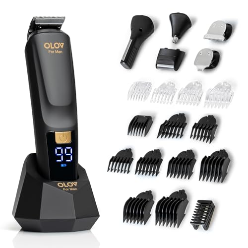 OLOV Black 21-Piece All-in-One Men's Grooming Kit with Beard Trimmer, Hair Clipper & Nose/Ear/Body Razor