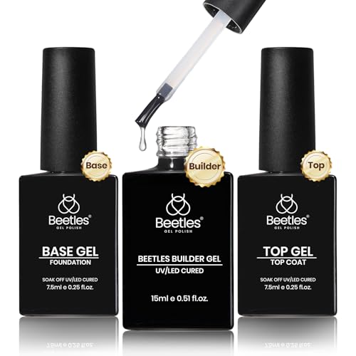 Beetles Builder Gel Set with Base & Top Coat - Clear Gel for Nails