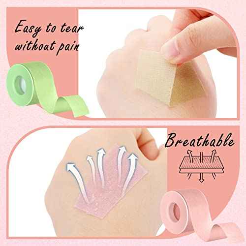 Nuanchu 4 Rolls Lash Tape for Eyelash Extensions Breathable Eyelash Tape for Extensions Adhesive Microporous Lash 0.98 Inch x 3.9 Yard/Roll(Colorful)