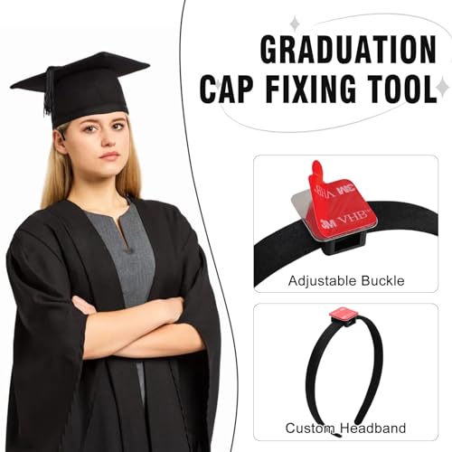 WEIGUZC Graduation Cap Hair Band - Ensure Your Graduation Cap Stays In Place (Black - 1PCS, Unisex)