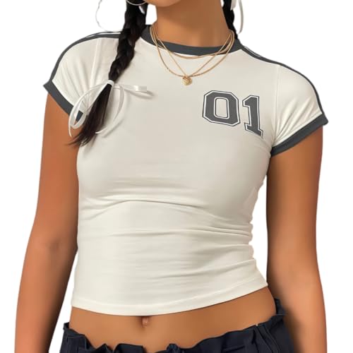 Women's Y2K Baseball Jersey Crop Top – Short Sleeve
