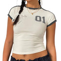 Women's Y2K Baseball Jersey Crop Top – Short Sleeve