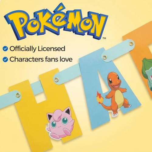 Pokemon Birthday Party Supplies Bundle for 16 - Banner, Plates, Balloons & Backdrop