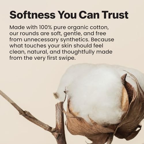 Organic Cotton Makeup Remover Pads - 300 Count, Lint-Free