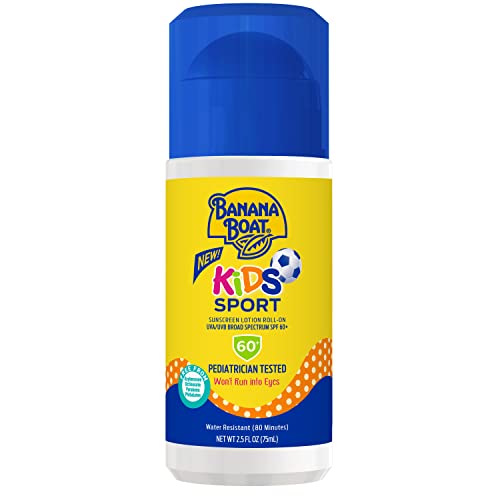 Banana Boat Kids Max Protect & Play Sunscreen Spray SPF 100, 6oz and Sport Sunscreen Roll On Lotion SPF 60, 2.5oz Bundle
