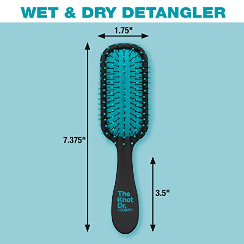 Conair The Knot Dr. hair brush - Pro Mini Detangler, Detangling, Heat Resistant, Irregular shape, Rubber, 1 Count, Black + Blue, All hair types, Unisex