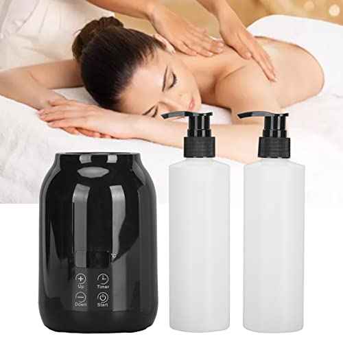 Massage Oil Warmer, Professional Electric Lotion Bottle Warmer with Two Oil Bottle Dispenser, LED Temperature Display, Essential Lube Gel Cream Heating Warmer for Home, Salon, SPA