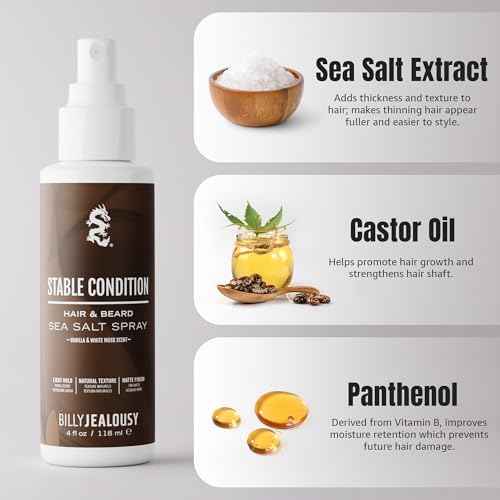 Billy Jealousy Sea Salt Spray, Texturizing and Volumizing Hair Spray for All Hair Types and Beard Lengths