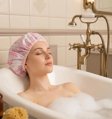 Deep Conditioning Hair Cap Set - 2 Waterproof Shower Caps