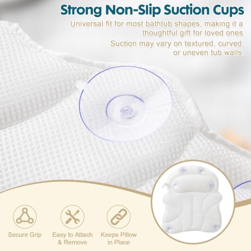 Bath Pillow for Tub with 4D Air Mesh & Suction Cups