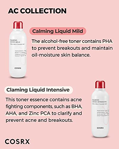 COSRX AC Collection Acne Calming Liquid Intensive, 4.22 fl.oz / 125ml | AHA, BHA Toner for Acne Prone Skin, Animal Testing Free, Parabens Free, Korean Skin Care