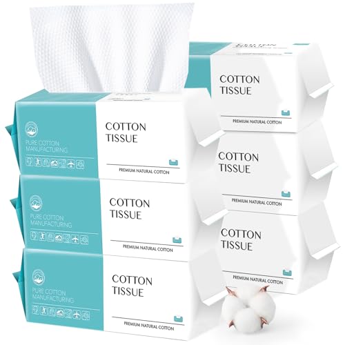 Disposable Face Towel 600 Count, Soft Cotton Facial Dry Wipes, Multi-Purpose for Skin Care, Makeup Remover, Face Wipes and Facial Cleansing