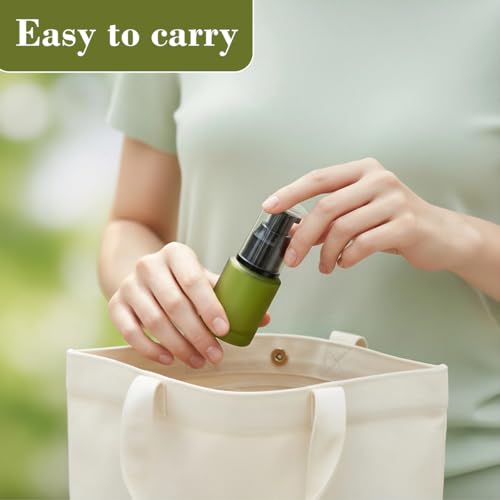 60ml Green Frosted Glass Pump Bottle – Refillable Cosmetic Dispenser