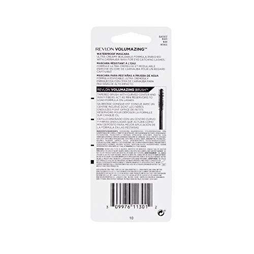 Revlon Volumazing Waterproof Mascara, Oversized Brush for Thick, Fluffy, Fanned-Out Eye Lashes, Long Lasting, Blackest Black (951), 0.3 oz