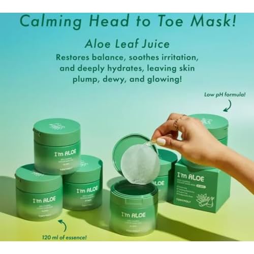 TONYMOLY Green Tea SPF 50 Sunscreen, Lightweight Korean Sunscreen for Face, Non-Greasy & No White cast + I'm Aloe Skin Calming Instant Mask Pads for dry and irritated skin, 80 sheets