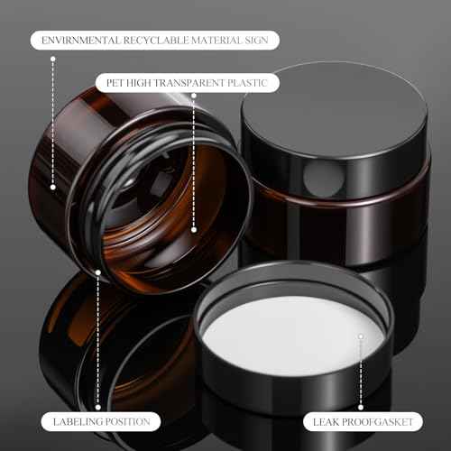 Patelai 60 Pcs Plastic Container Jars with Lids Round Clear Travel Cosmetic Container Jars for Toiletries, Lotion, Cream, Ointments, Makeup, Rhinestone, Samples, Kitchen Storage(Amber,1 oz)