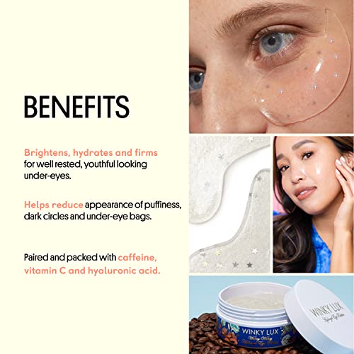 Winky Lux Wakey Wakey Hydrogel Eye Patches ? Cooling Under Eye Patches for Puffiness, Dark Circles & Bags, Infused with Caffeine, Vitamin C & Hyaluronic Acid