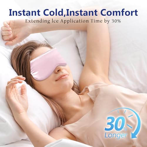 Cooling Gel Eye Mask for Sleep & Migraine Relief, Reusable Silk & Cold Compress for Eyes, Puffiness & Dark Circles, 2 Pack