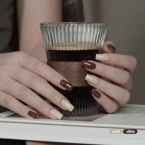 GAOY 16ml 6 Colors Brown Gel Nail Polish Set, Winter Fall Beige Chocolate Caramel Gel Polish Kit, UV Light Cure for Nail Art DIY and Salon, Warm Coffee
