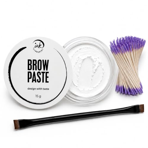 Eyebrow Mapping Kit with White Paste, Dual Brush & Cotton Swabs