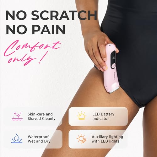 Bikini Trimmer for Women Pubic Hair: Rechargeable Eletctric Razors for Women - Painless Eletctric Shaver - (Blossom Pink)