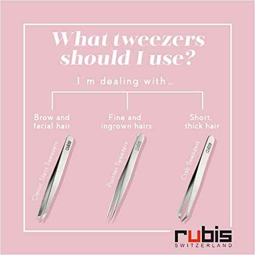 Rubis Classic Stainless Steel Slanted Tweezers for Precise Eyebrows and Hair Removal, 1K109, Made in Switzerland, Blue