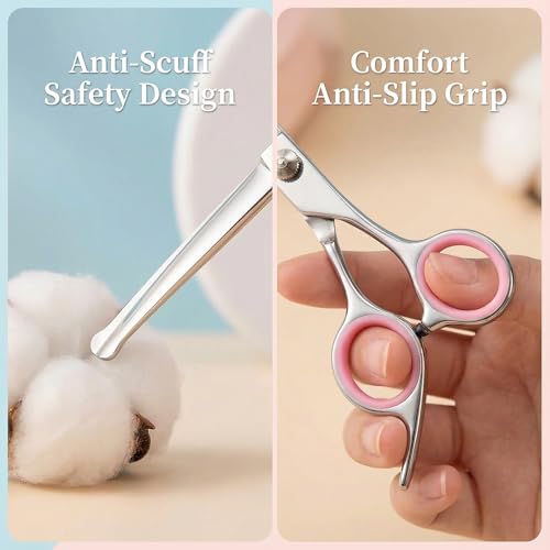 Women¡¯S Pubic Hair Scissors Round-Tip Scissors&Bikini Trimmer Safety Groomer For Sensitive Areas, Stainless Steel, Ergonomic Grip£¨Pink£©