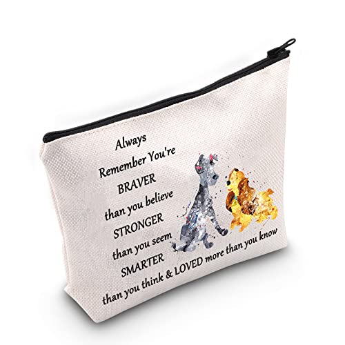 WZMPA Dog Movie Cosmetic Makeup Bag Dog Fans Gift You Are Braver Stronger Smarter Than You Think Makeup Zipper Pouch Bag (Always Lady & Dog)