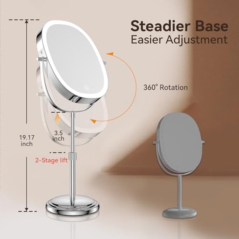 9" Lighted Makeup Mirror with 7x Magnification & 3 Light Modes