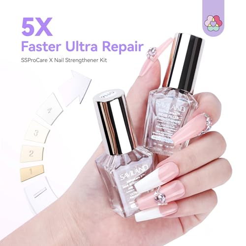 SAVILAND 3-in-1 Nail Strengthener Kit with Vitamin E & Castor Oil for Damaged Nails Repair, Growth & Nourishment