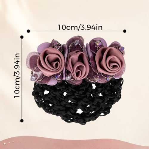 4-Piece Flower Hair Bun Covers with Clips & Mesh Net