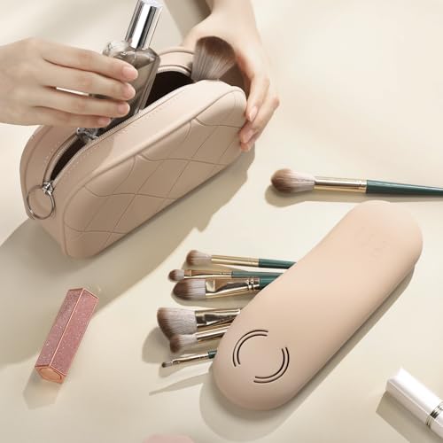 2 Pcs Silicone Portable Travel Makeup Bag,Soft Silicone Waterproof Toiletry Cosmetic Bag for Women Zipper Closure Organizer Makeup Case