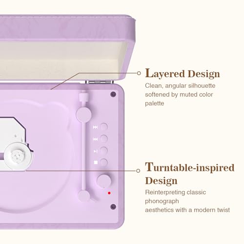 Portable Bluetooth CD Player with Rechargeable Battery & Speakers - Retro Design, AUX/TF Card Support