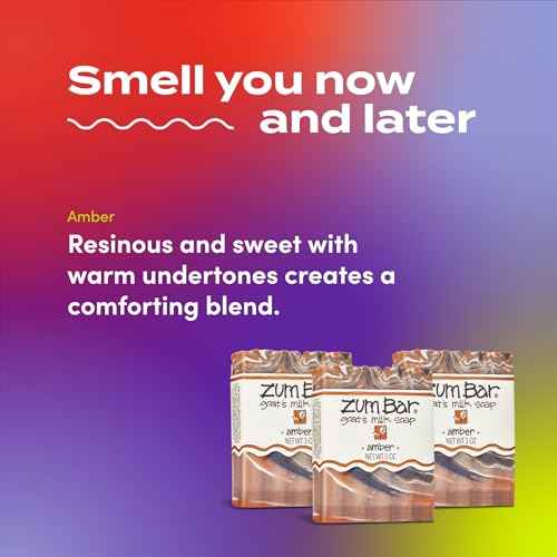 Zum Indigo Wild Goat's Milk Soap Bar - Bar Soap for Hands & Body Made with Essential Oils - 3 oz - Amber (6 Pack)