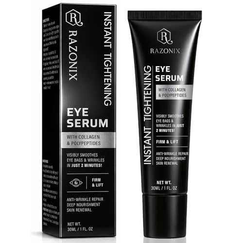 RazoniX Instant Eye Lift Serum for Dark Circles & Puffiness, 2-Minute Tightening, Hyaluronic & Caffeine