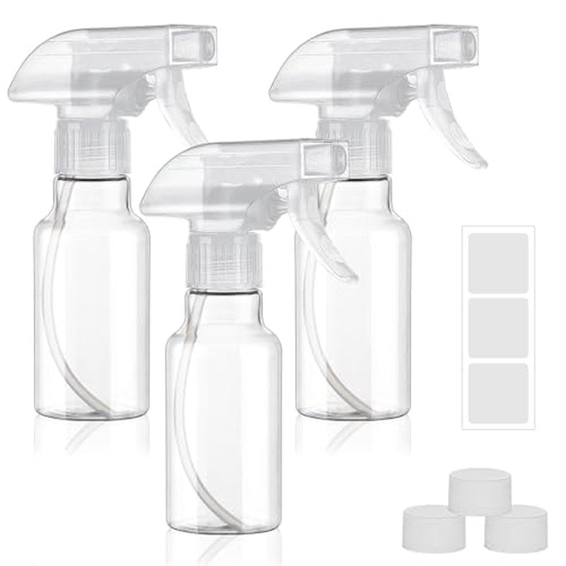 4oz Plastic Spray Bottles - 3 Pack with Adjustable Nozzle