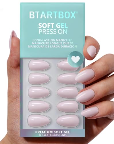 BTArtbox Press On Nails Almond Pastel Purple 32pc Kit