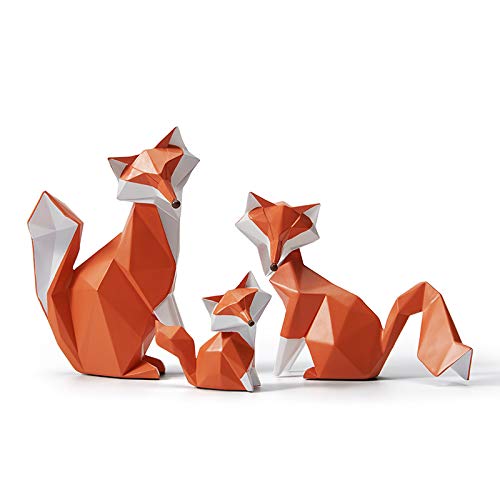 HAUCOZE Fox Figurine Statue Gifts Modern Sculpture Decor Home Gifts Animal Arts Polyresin Geometric Crafts 8.0 inch