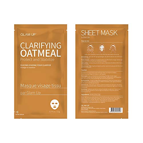 GLAM UP Sheet Mask Clarifying Oatmeal (10 sheets) - Smooths Skin Texture