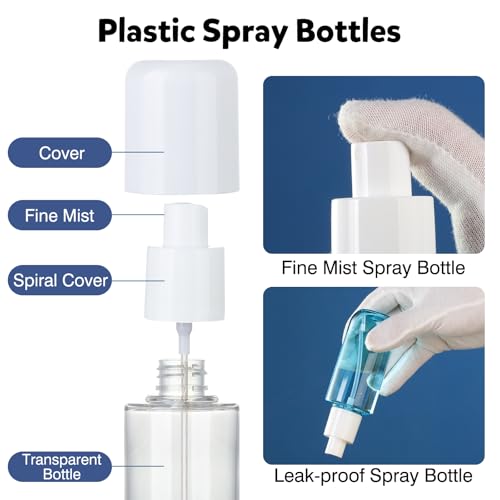 Bynccea Clear 2 Pack Travel Spray Bottles 3.4oz/100ml Refillable Fine Mist
