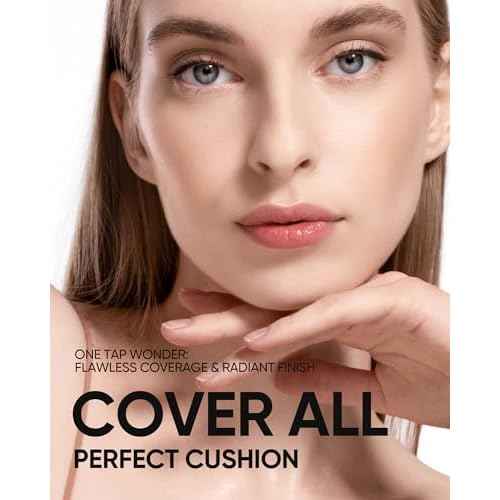 Full Coverage Cushion Foundation, Weightless, Skin Fit, Satin Glow Finish, Oil-Control Waterproof Foundation, Sweatproof Flawless BB Cream CC Korean Makeup,Tattoo Cover Up, Buildable(#04 Beige)