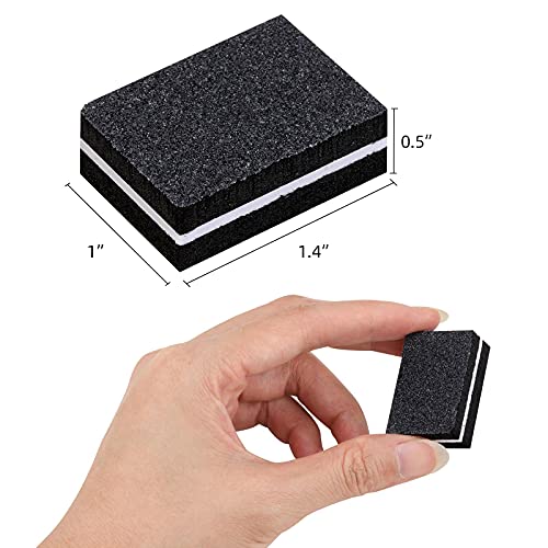 100 Pcs Mini Buffers for Nails 180/100 Grit Buffer for Acrylic Nails for Nail Care(Black)