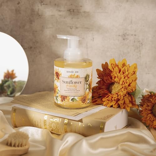 ROMIIE ZOI Foaming Hand Soap ? Sunflower Fields ? 500ml / 16.8 FL OZ - Autumn Floral Soap for Women, Thoughtful Gift for Fall Occasions