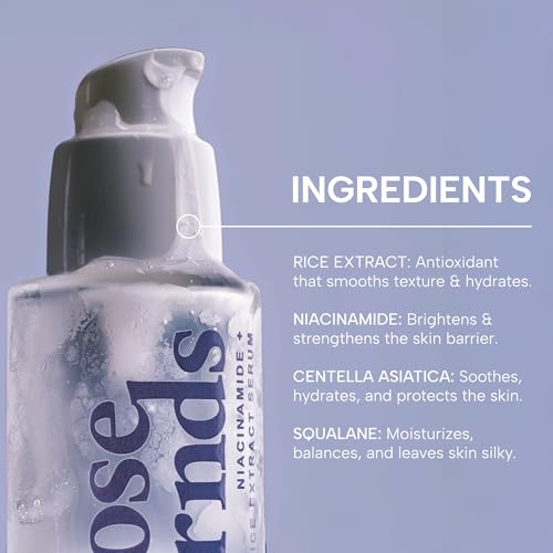 Niacinamide & Rice Extract Facial Serum ? Hydrating Glow Face Serum with Hyaluronic Acid, Centella, and Licorice for Smooth Texture, Daily Radiance, and Healthy Skin Barrier Support - 1 fl oz