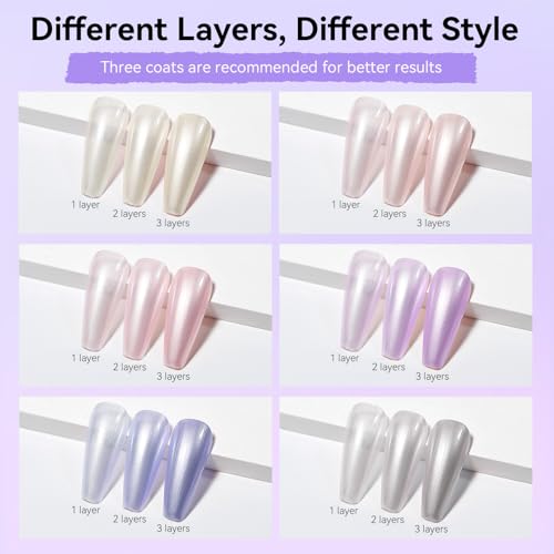 MIZHSE Pearl Nail Polish Set - 6 Quick-Dry Pearl Nail Colors, 7ml Each