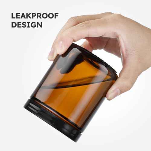 Tecohouse 8oz Amber Glass Jars with Lids, 3 Pack Candle Jars with Blank Labels, 250g Wide Mouth | Lotion Container for Sample, Cream, Lotion, Honey, Powder, Jelly | Home & Beauty