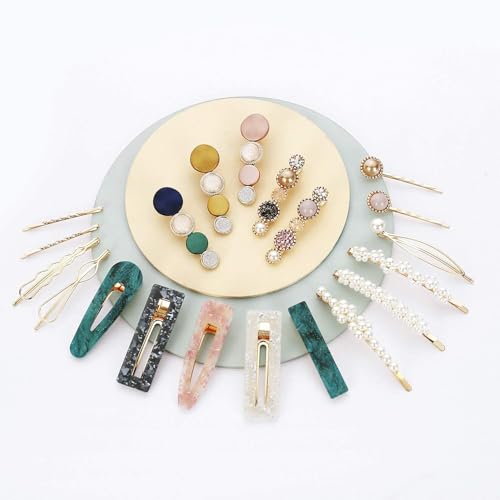 Mehayi 20 PCS Macaron Pearl Hair Clips Set - Stylish Barrettes & Bobby Pins