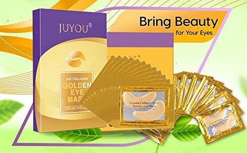 JUYOU 48Pcs/24Pairs 24K Gold Gel Crystal Collagen Eye Pads, Under Eye Mask for Moisturizing, Fine Lines, Dark Circles& Puffy Eyes Under Eye Patches