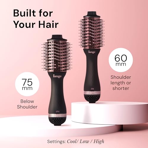L'ANGE HAIR 75mm Black Titanium 2-in-1 Blow Dryer Brush for Fast Styling