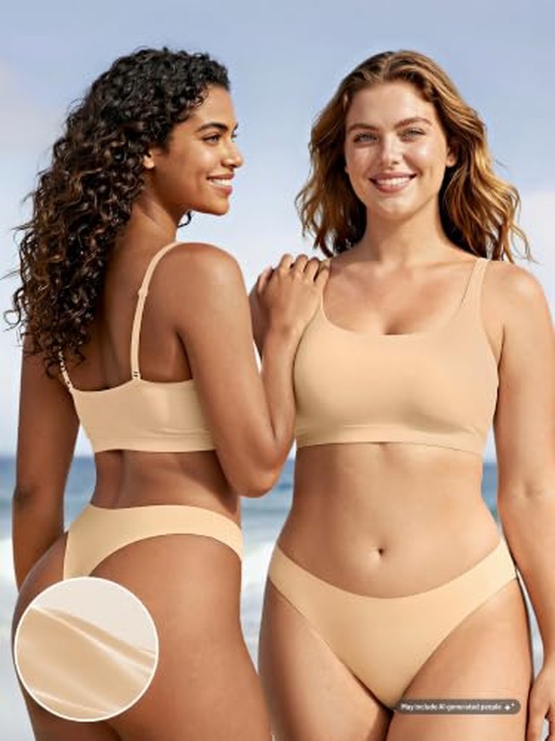 3-Pack Seamless No-Show Thong Panties - Comfortable & Camel Toe Free